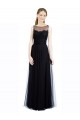 A-Line Illusion Neck Tulle & Lace Long Black Bridesmaid Dress Barrie