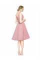 A-Line V-Neck Tulle Knee Length Pink Bridesmaid Dress Barrie