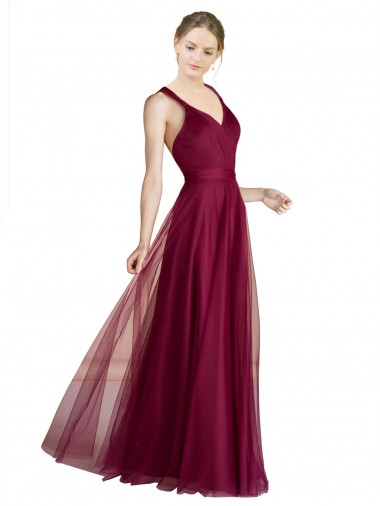 A-Line Sweetheart Tulle Long Bridesmaid Dress Barrie