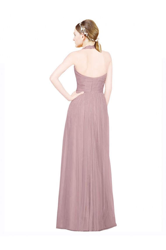 A-Line V-Neck Tulle Long Bridesmaid Dress Barrie