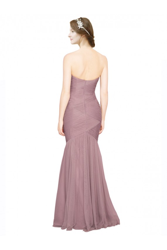 Mermaid Strapless Tulle Long Bridesmaid Dress Barrie