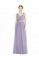 A-Line V-Neck Tulle Long Lilac Bridesmaid Dress Barrie