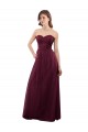 A-Line Strapless Tulle Long Burgundy Bridesmaid Dress Barrie