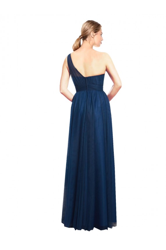 A-Line One Shoulder Tulle Long Black Bridesmaid Dress / Evening Dress Barrie