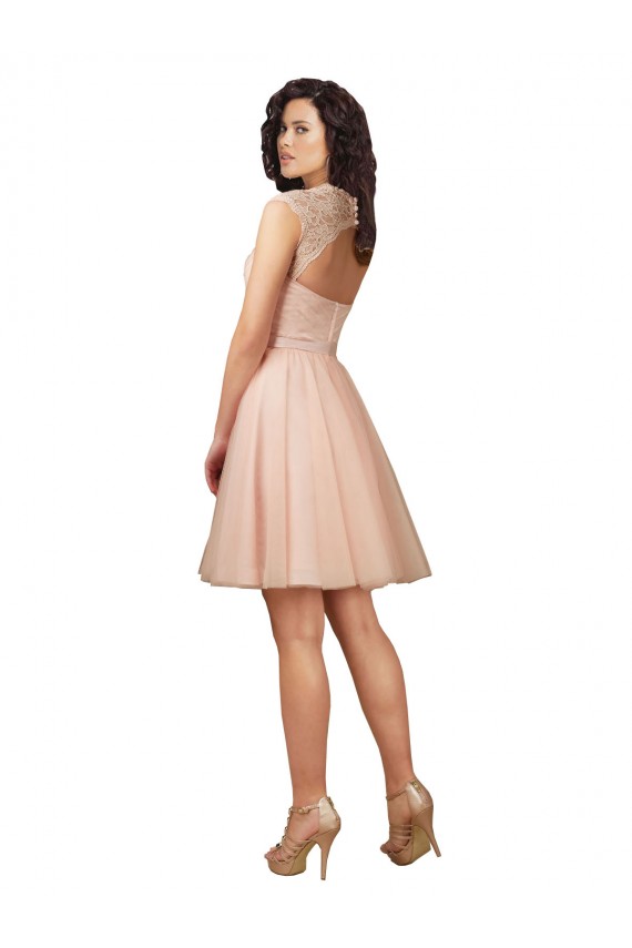A-Line Sweetheart Tulle & Lace Knee Length Bridesmaid Dress Barrie