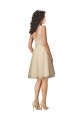 A-Line V-Neck Tulle & Lace Knee Length Champagne Bridesmaid Dress Barrie