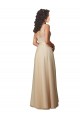 A-Line V-Neck Tulle & Lace Long Champagne Bridesmaid Dress Barrie