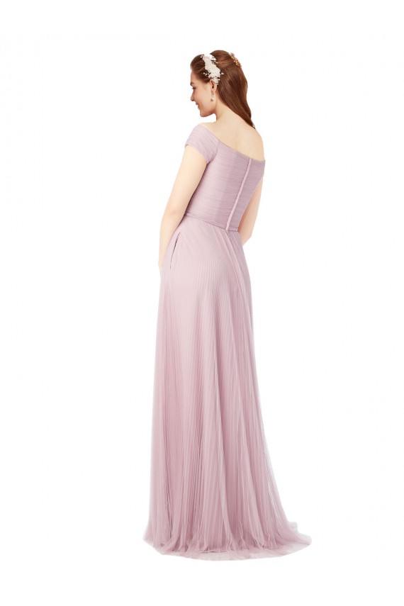 A-Line Off the Shoulder Tulle Long Bridesmaid Dress / Evening Dress Barrie