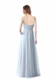 A-Line V-Neck Tulle Long Light Sky Blue Bridesmaid Dress Barrie