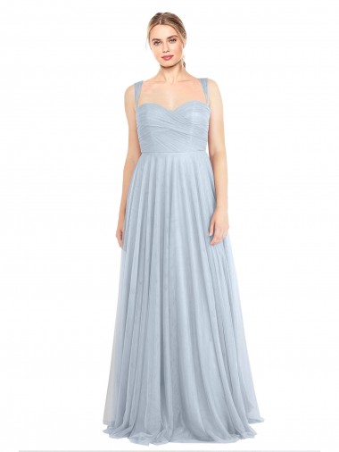 A-Line Sweetheart Tulle Long Light Sky Blue Bridesmaid Dress Barrie