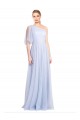 A-Line One Shoulder Tulle Long Light Sky Blue Bridesmaid Dress Barrie