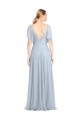 A-Line V-Neck Tulle Long Light Sky Blue Bridesmaid Dress / Evening Dress Barrie