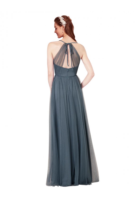 A-Line Sweetheart Tulle Long Burgundy Bridesmaid Dress Barrie