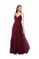 A-Line Sweetheart Tulle Long Burgundy Bridesmaid Dress Barrie