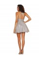 A-Line Halter Neck Tulle Short Silver Bridesmaid Dress Barrie