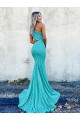 Mermaid One Shoulder Velvet Sequins Sweep Train Shown Color Velvet Sequin Prom Dress / Evening Dress Barrie