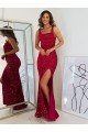 Sheath Square Neck Velvet Sequins Long Burgundy Velvet Sequin Prom Dress / Evening Dress Barrie
