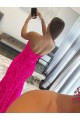 Sheath Strapless Velvet Sequins Sweep Train Fuchsia Velvet Sequin Prom Dress / Evening Dress Barrie