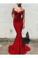 Mermaid Sweetheart Velvet Sequins Court Train Burgundy Velvet Sequin Prom Dress / Evening Dress Barrie
