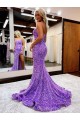 A-Line Sweetheart Velvet Sequins Court Train Lavender Velvet Sequin Prom Dress / Evening Dress Barrie