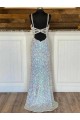 Sheath V-Neck Velvet Sequins Sweep Train Velvet Sequin Prom Dress / Evening Dress Barrie