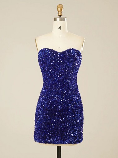 Sheath Sweetheart Velvet Sequins Short Shown Color Velvet Sequin Prom Dress Barrie
