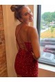 Sheath V-Neck Velvet Sequins Short Royal Blue Velvet Sequin Prom Dress / Evening Dress Barrie