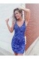 Sheath V-Neck Velvet Sequins Short Shown Color Velvet Sequin Evening Dress Barrie