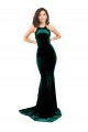 Mermaid High Neck Stretch Velvet Sweep Train Dark Green Formal Evening Gown / Prom Dress / Bridesmaid Dress Barrie