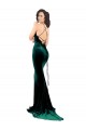 Mermaid High Neck Stretch Velvet Sweep Train Dark Green Formal Evening Gown / Prom Dress / Bridesmaid Dress Barrie