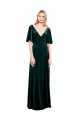 A-Line V-Neck Stretch Velvet Long Dark Green Prom Dress / Bridesmaid Dress Barrie