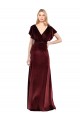 A-Line V-Neck Stretch Velvet Long Burgundy Prom Dress / Bridesmaid Dress Barrie