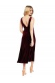 A-Line V-Neck Stretch Velvet Midi Length Burgundy Prom Dress / Bridesmaid Dress Barrie