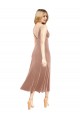 A-Line V-Neck Stretch Velvet Midi Length Pink Prom Dress / Bridesmaid Dress Barrie