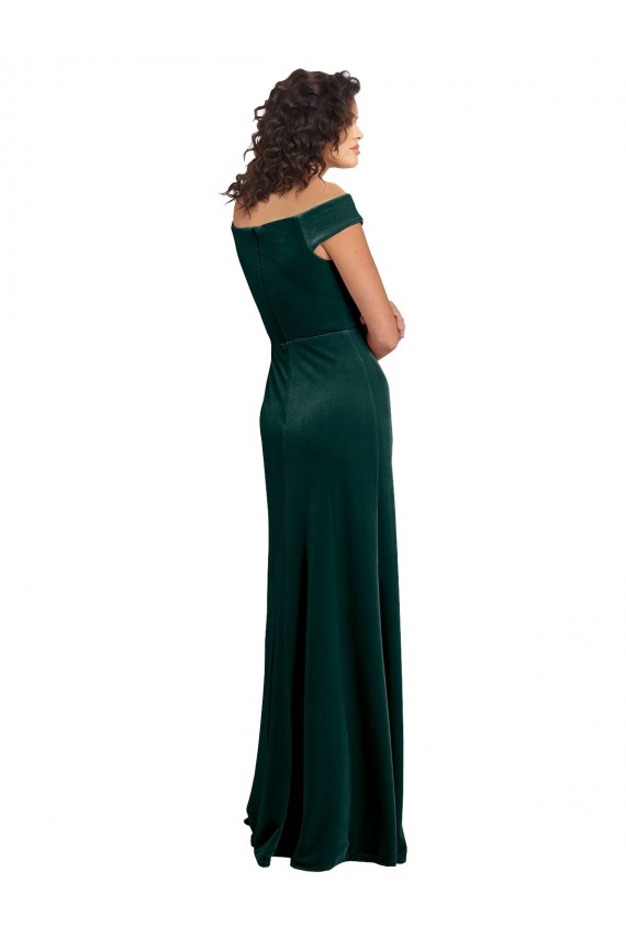 A-Line Square Neck Stretch Velvet Long Dark Green Formal Evening Gown / Prom Dress / Bridesmaid Dress Barrie