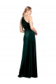 A-Line Jewel Neck Stretch Velvet Long Dark Green Prom Dress / Bridesmaid Dress Barrie