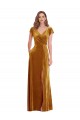 Sheath V-Neck Stretch Velvet Long Gold Formal Evening Gown / Prom Dress / Bridesmaid Dress Barrie