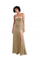 A-Line Square Neck Stretch Velvet Long Champagne Formal Evening Gown / Prom Dress / Bridesmaid Dress Barrie