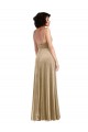 A-Line Square Neck Stretch Velvet Long Champagne Formal Evening Gown / Prom Dress / Bridesmaid Dress Barrie