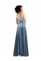 Sheath Cowl Neck Stretch Velvet Long Dusty Blue Semi Formal Evening Dress / Prom Dress / Bridesmaid Dress Barrie