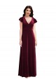 A-Line V-Neck Stretch Velvet Long Burgundy Semi Formal Evening Dress / Prom Dress / Bridesmaid Dress Barrie