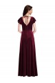 A-Line V-Neck Stretch Velvet Long Burgundy Semi Formal Evening Dress / Prom Dress / Bridesmaid Dress Barrie