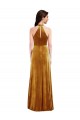 Trumpet High Neck Stretch Velvet Long Gold Semi Formal Evening Dress / Prom Dress / Bridesmaid Dress Barrie