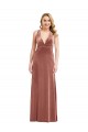 A-Line V-Neck Stretch Velvet Long Cinnamon Rose Bridesmaid Dress / Evening Dress Barrie