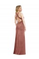 A-Line V-Neck Stretch Velvet Long Cinnamon Rose Bridesmaid Dress / Evening Dress Barrie
