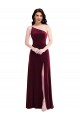Trumpet One Shoulder Stretch Velvet Long Burgundy Black Tie Evening Gown / Prom Dress / Bridesmaid Dress Barrie