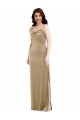 Sheath One Shoulder Stretch Velvet Long Champagne Black Tie Evening Gown / Prom Dress / Bridesmaid Dress Barrie