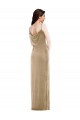 Sheath One Shoulder Stretch Velvet Long Champagne Black Tie Evening Gown / Prom Dress / Bridesmaid Dress Barrie