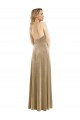 A-Line High Neck Stretch Velvet Long Champagne Semi Formal Evening Dress / Prom Dress / Bridesmaid Dress Barrie