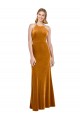 A-Line High Neck Stretch Velvet Long Gold Formal Evening Gown / Prom Dress / Bridesmaid Dress Barrie
